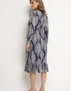 j&x Rochie Albastră cu Croială Cloș cu Elastic în Talie cu Model Etnic