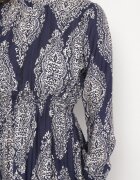 j&x Rochie Albastră cu Croială Cloș cu Elastic în Talie cu Model Etnic