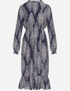 j&x Rochie Albastră cu Croială Cloș cu Elastic în Talie cu Model Etnic