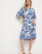 j&x Rochie Albastră cu croială lejeră legătură la decolteu și imprimeu floral Mirionela