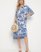 j&x Rochie Albastră cu croială lejeră legătură la decolteu și imprimeu floral Mirionela