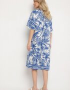 j&x Rochie Albastră cu croială lejeră legătură la decolteu și imprimeu floral Mirionela