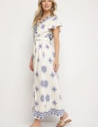 j&x Rochie Albastră cu Model Ornamental cu Centură Elastică Tosvanna