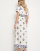 j&x Rochie Albastră cu Model Ornamental cu Centură Elastică Tosvanna