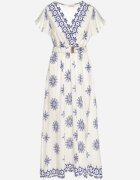 j&x Rochie Albastră cu Model Ornamental cu Centură Elastică Tosvanna