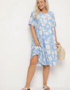 j&x Rochie albastră deschisă tip cutie din viscoză cu imprimeu floral Aranessa