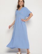 j&x Rochie Albastră din Bumbac cu Top Stil Liliac Filenia