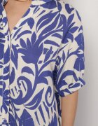 j&x Rochie Albastră din Vâscoză Cloș cu Volan Filindania