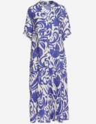 j&x Rochie Albastră din Vâscoză Cloș cu Volan Filindania