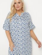 j&x Rochie Albastră din Viscoză cu Croială Dreaptă cu Imprimeu Abstract Koririanne