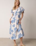 j&x Rochie albastră din viscoză cu croială evazată și decolteu petrecut Morgassa