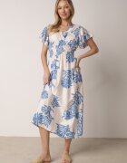 j&x Rochie albastră din viscoză cu croială evazată și decolteu petrecut Morgassa