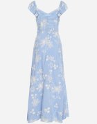 j&x Rochie Albastră Din Viscoză Decorată Cu Broderii și Volane Lumionea