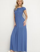 j&x Rochie Albastră din Viscoză Spaniolă cu Top încrețit Jenanira