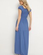 j&x Rochie Albastră din Viscoză Spaniolă cu Top încrețit Jenanira