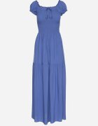 j&x Rochie Albastră din Viscoză Spaniolă cu Top încrețit Jenanira