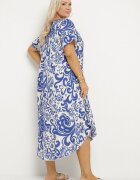 j&x Rochie Albastră Evazată din Viscoză cu Model Geometric Emisova