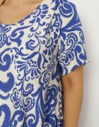 j&x Rochie Albastră Evazată din Viscoză cu Model Geometric Emisova