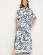 j&x Rochie Albastră Tip Oversize din Vascoză cu Model Abstract Lunalessa
