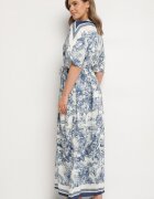 j&x Rochie Albastră Tip Oversize din Vascoză cu Model Abstract Lunalessa