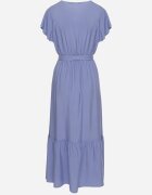 j&x Rochie Albastră Vâscoză cu Decolteu Petrecut cu Cordon Savorlisse