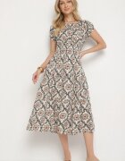 j&x Rochie Bej-Albastră din Bumbac și cu Mâneci Bufante Revilee