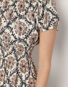 j&x Rochie Bej-Albastră din Bumbac și cu Mâneci Bufante Revilee