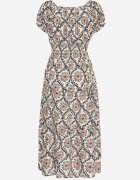 j&x Rochie Bej-Albastră din Bumbac și cu Mâneci Bufante Revilee