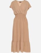 j&x Rochie Bej cu croială evazată cu decolteu petrecut și elastic în talie Reiliana