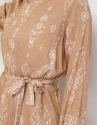 j&x Rochie Bej cu Imprimeu Boho Croială dreaptă cu Cordon în Talie Lisanea