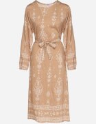 j&x Rochie Bej cu Imprimeu Boho Croială dreaptă cu Cordon în Talie Lisanea