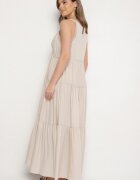 j&x Rochie Bej cu Viscoză și Model Croșetat Meviellea