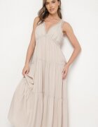 j&x Rochie Bej cu Viscoză și Model Croșetat Meviellea