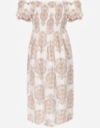 j&x Rochie Bej de Vâscoză Spaniolă cu Model Etnic Hywen