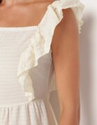 j&x Rochie Bej deschis cu Bretele cu Volane și Elastic în Talie cu Legătură la Spate Tiolla
