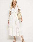 j&x Rochie bej deschis cu croi evazat decolteu petrecut și talie elastică Reiliana