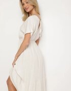 j&x Rochie Bej deschis cu in și viscoză decorată cu șnur Elliova