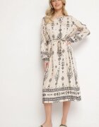 j&x Rochie bej deschis cu Model Boho dreaptă cu curea în talie Lisanea
