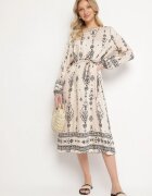 j&x Rochie bej deschis cu Model Boho dreaptă cu curea în talie Lisanea