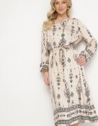 j&x Rochie bej deschis cu Model Boho dreaptă cu curea în talie Lisanea
