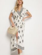 j&x Rochie Bej deschis cu Model Ornamental cu Curea Elastică Tosvanna