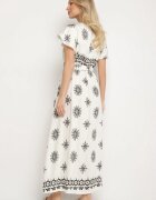 j&x Rochie Bej deschis cu Model Ornamental cu Curea Elastică Tosvanna