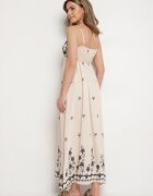 j&x Rochie Bej deschis din viscoză Decorată cu broderii Lunireia