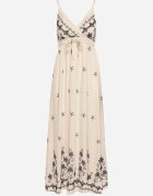 j&x Rochie Bej deschis din viscoză Decorată cu broderii Lunireia