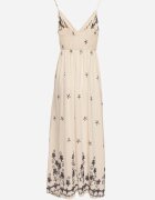 j&x Rochie Bej deschis din viscoză Decorată cu broderii Lunireia