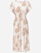 j&x Rochie Bej din Vâscoză cu croi amplu cu decolteu petrecut Morgassa