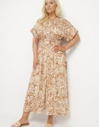 j&x Rochie bej din viscoză cu flori cloș Efrisa