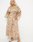 j&x Rochie bej din viscoză cu flori cloș Efrisa