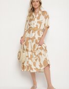 j&x Rochie bej din viscoză cu Model Geometric Filarin