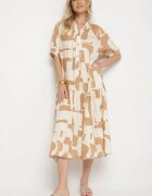 j&x Rochie bej din viscoză cu Model Geometric Filarin